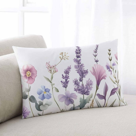 Spring Flowers Throw Pillow Covers, Idyllic Lavender Botanical Blossom Motif Soft Breathable Pillow Cases with Invisible Zipper for Sleeping, Body Pillowcases for Couch Bed Sofa Chair 24x36 Inches