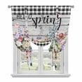 thumbnail image 1 of Spring Flowers Tie Up Curtains for Windows, Adjustable Balloon Window Shades, Farmhouse Black Plaid Wood Grain Kitchen Window Treatments Adjustable Roll Up Curtain for Basement/Nursery 52"x45", 1 of 8