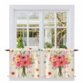 thumbnail image 1 of Spring Flowers Tier Curtains 36 Inch Length, Pastoral Daisy Leaves Country Botanical Beige Cafe Short Curtains for Bathroom Sink, Small Kitchen Curtain Light Filtering Drapes 2 Panels 27.5"Wx36"L, 1 of 8