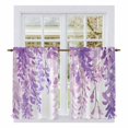 thumbnail image 1 of Spring Flowers Tier Curtains, Purple Lavender Floral Modern Pastoral Light Filtering Kitchen Curtains, 2Pcs Rod Pocket Half Window Treatments Panels for Sink Cafe Cabinet Basement 27.5x45 Inches, 1 of 9