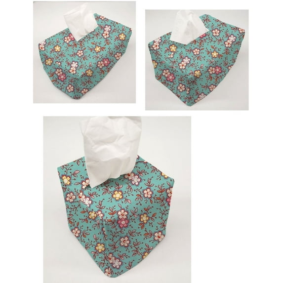 Spring Flowers Tissue Box Cover by Penny's Needful Things (Tall Rectangle) (Teal)