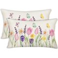 thumbnail image 1 of Spring Flowers Tulip Lavender Eucalyptus Butterfly Throw Lumbar Pillow Covers Set of 2, 12 x 20 Inch Spring Decorations Rustic Floral Farmhouse Summer Seasonal Cushion Case for Sofa Couch, 1 of 5