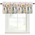 thumbnail image 1 of Spring Flowers Vase Window Valance Curtain Floral Leaf Rod Pocket Short Curtain for Living Room, Bedroom & Kitchen Window Decor 54x18in, 1 of 8