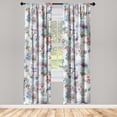 thumbnail image 1 of Spring Flowers Window Curtains, Dreamy Illustration of Garden Blooms Pattern on Aquarelle Back, Lightweight Decor 2-Panel Set with Rod Pocket, Pair of - 28"x84", Quartz Blush Sea Blue, by Ambesonne, 1 of 3