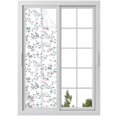 thumbnail image 1 of Spring Flowers Window Privacy Film, Blue Pink Floral Leaves Pastoral Botanical Static Cling UV Sun Blocking Heat Control Window Tint Day and Night, Non-Adhesive One Way Privacy Cover 17.7''x78.7'', 1 of 7