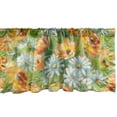 thumbnail image 1 of Spring Flowers Window Valance, Sunny Floral Scene with Watercolor Leaves Daisy and Poppy Artwork, Curtain Valance for Kitchen Bedroom with Rod Pocket, 54" X 18", Marigold Jade Green, by Ambesonne, 1 of 2