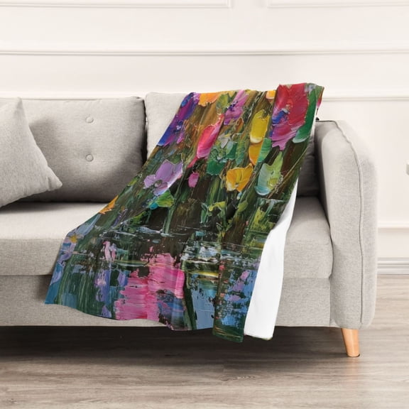 Spring Flowers in Bloom Throw Blanket 60" x 90" Soft and Warm Blankets for Couch Sofa and Bed