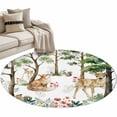 thumbnail image 1 of Spring Forest Animals Round Area Rugs Collection 3.3', Floral Botanical Trees Non Slip Indoor Circular Throw Runner Rug Floor Mat Carpet for Living Room Dining Table Bedroom Nursery, 1 of 9