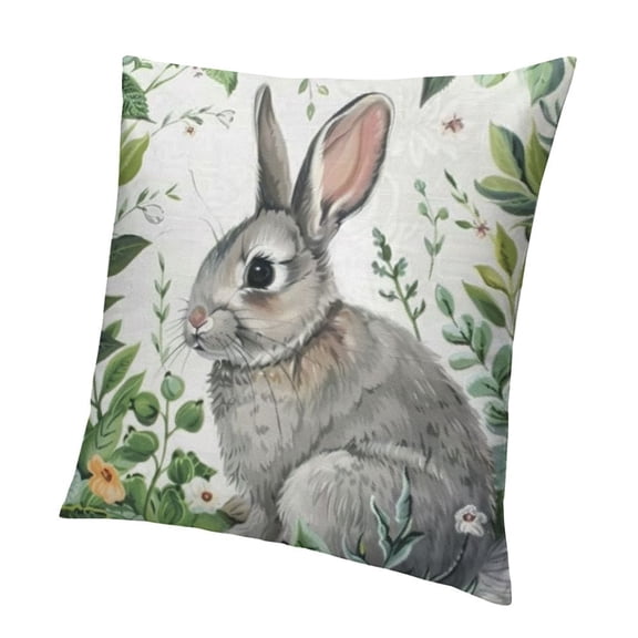Spring Forest Animals Throw Pillow Covers Inch Deer Rabbit Bear Green Leaves Decorative Pillows Soft Velvet Cushion Cases for Couch Sofa Bed Home Decor