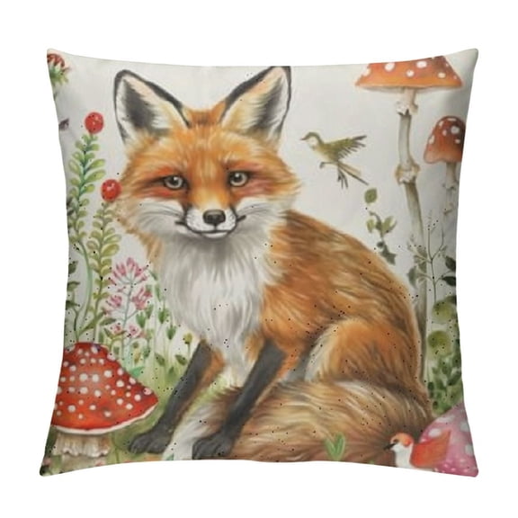 Spring Forest Animals Throw Pillow Covers  Rabbit Squirrel Mushroom Floral Decorative Pillows for Sofa Kids Baby Nursey Room Decor