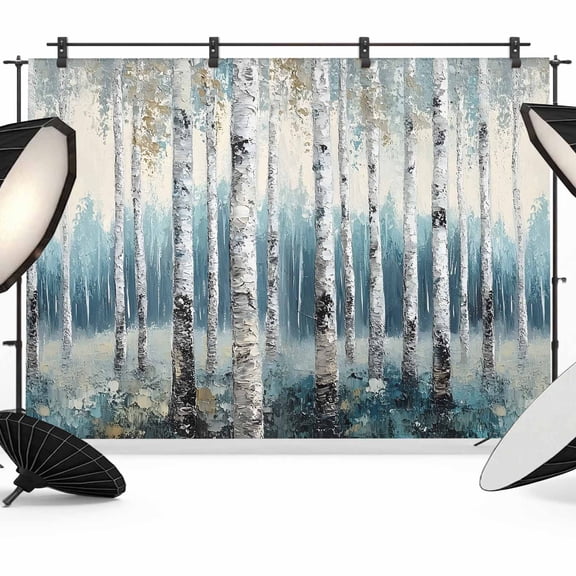 Spring Forest Backdrop for Photoshoot,Photography Photo Studio Background Wall Backdrop,Grey Tree Branch Impressionist Style Back Drop Banner Panel for Portraits Wedding Party Live Streaming 7x5Ft