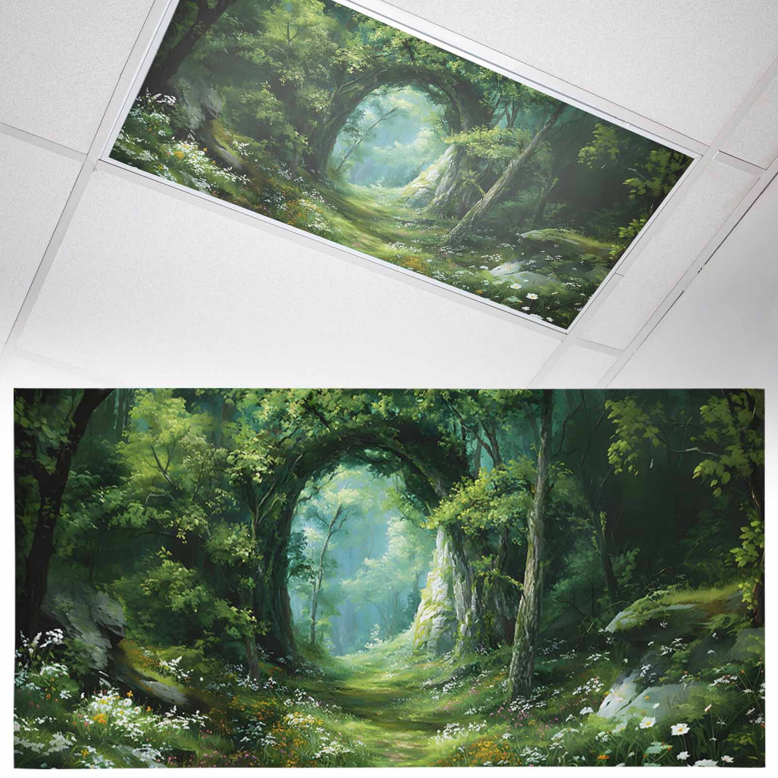 Spring Forest Fluorescent Light Covers Oil Painting Spring Grass Green ...