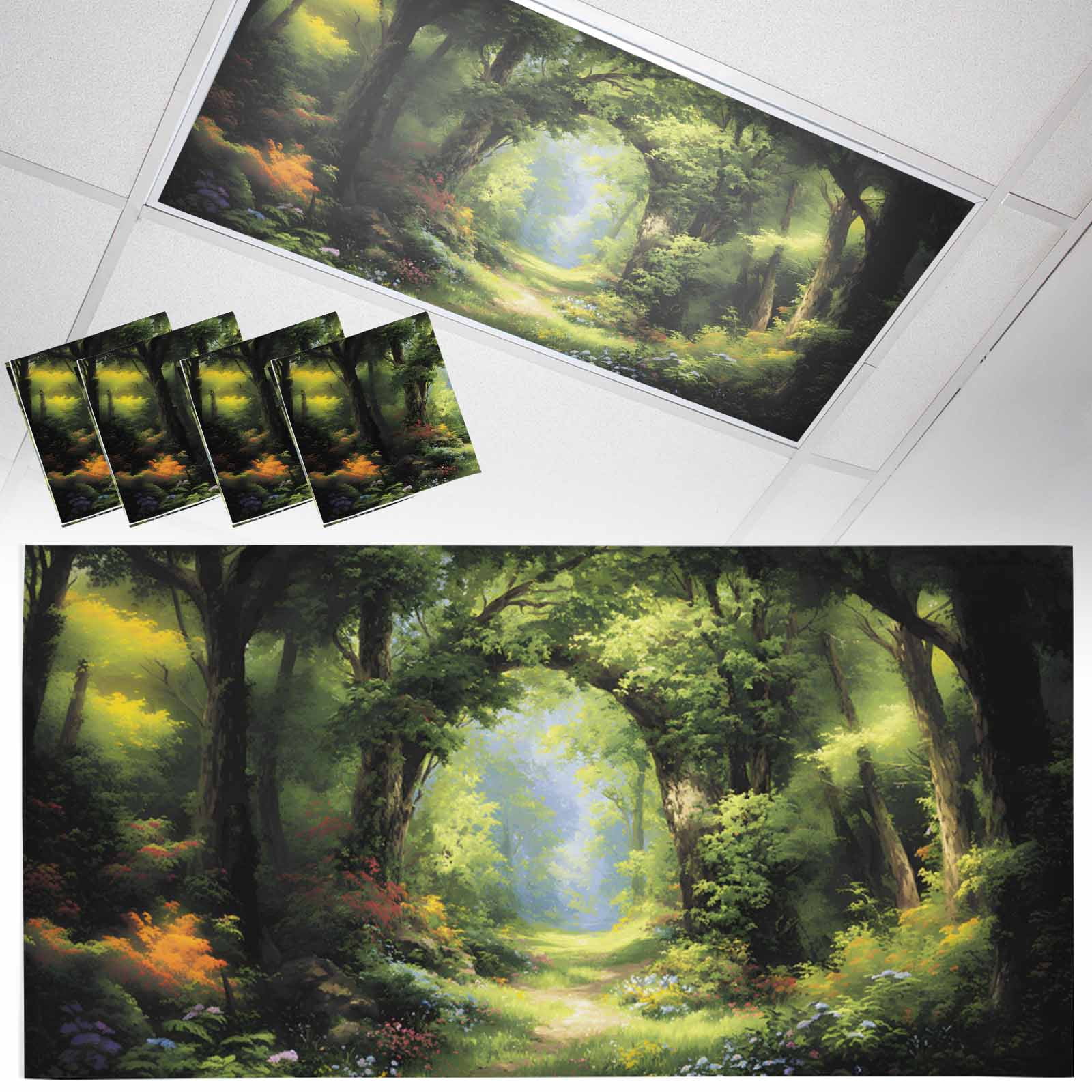 Spring Forest Fluorescent Light Covers Oil Painting Spring Green Trees ...