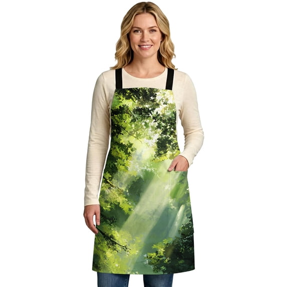 Spring Forest Kitchen Aprons for Women with 2 Pockets, 35