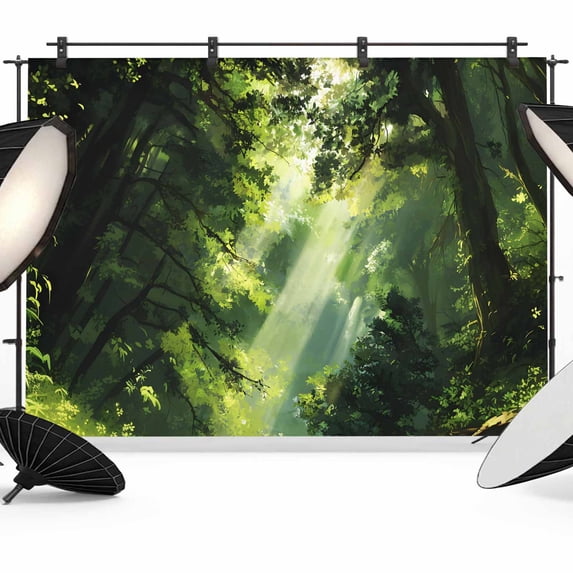 Trees Service Backdrop Spring Forest Photography Backdrop 8x6FT, Oil Painting Spring Sunlight ...