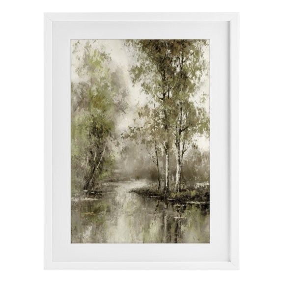 Stupell Industries Spring Forest River White Framed Print Under Glass, design by T.C. Chiu, 23 x 17