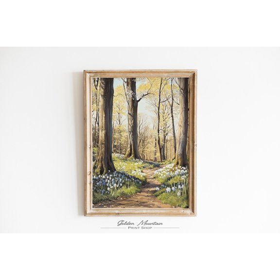 Spring Forest Wildflower Landscape Vintage Floral Farmhouse Flower Classic Decorative Design Portrait Decor