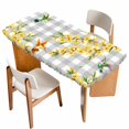 thumbnail image 1 of Spring Forsythia Flowers Table Cloths for 3 Foot Rectangle Tables, Yellow Floral Hummingbird Gray Plaid Patio Waterproof Elastic Fitted Tablecloths, Washable Rectangular Table Cover for Camping, 1 of 8