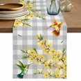 thumbnail image 1 of Spring Forsythia Flowers Table Runner, Yellow Floral Hummingbird Gray Plaid Cotton Linen Table Runners 108 Inches Long, Dresser Scarf Runner for Dining/Living Room/Kitchen/Square Tables 13''x108'', 1 of 9