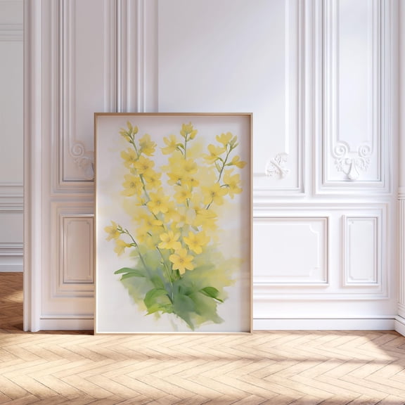 Spring Forsythia Wall Art, Yellow Floral Wall Art, Pastel Spring Decor, Forsythia Botanical Wall Art Poster, Unframed Paper Print