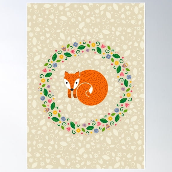 Spring Fox Poster Wall Art, Modern Wall Decor For Living Room Bedroom, 16x24 UNFRAMED