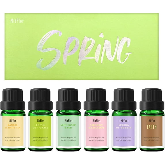 Spring Fragrance Oil Set- Premium Essential Oils for Diffusers for Home, 10mlx6, Spring Refreshing Scents, Fragrance Oils for Candle Soap, Perfume and More, Ideal Fragrance Gift