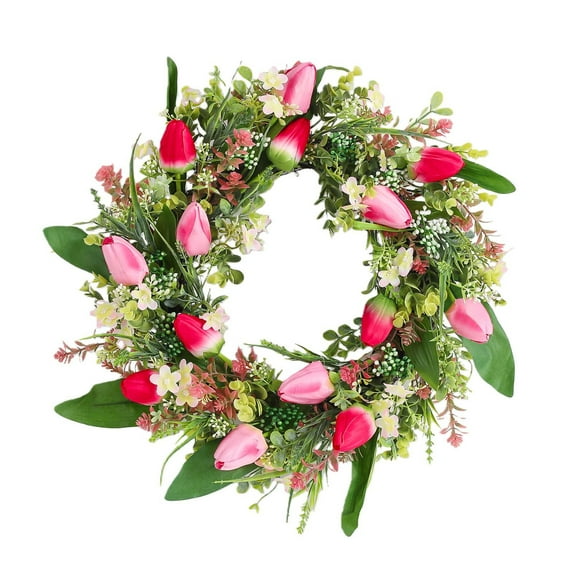 Spring Front Door Wreath with Lifelike Flowers, Foliage, and Elegant Garland for Outdoor Porch Decor, Weddings, Celebrations, and Home Entryway Enhancement