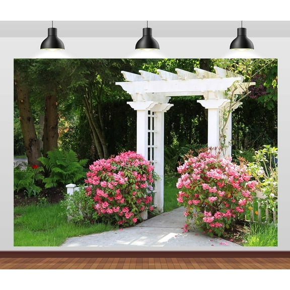 Spring Garden Arbor Backdrop Secret Garden Floral Background White Garden Arch Photo Backdrop Wedding Bridal Shower Party Decor Photo Booth Prop