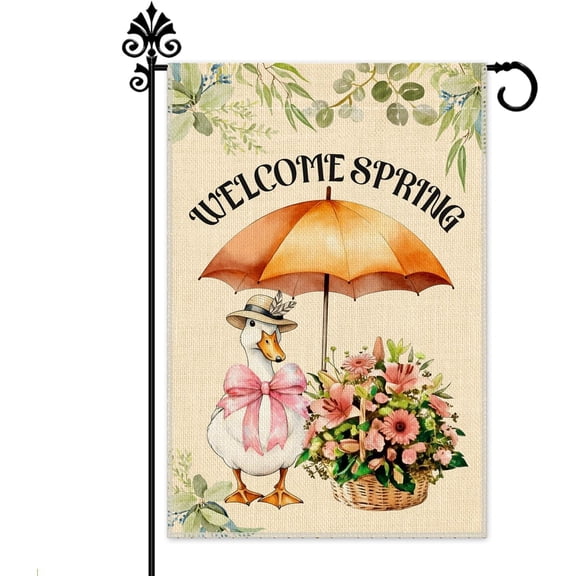 Spring Garden Flag 12 x 18 Inch Double Sided Funny Goose Yard Lawn Patio Seasonal Outdoor Decor Sign