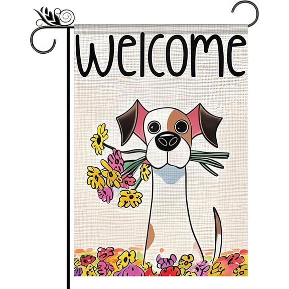 Spring Garden Flag 12x18 Inch Double Sided Dog Design Seasonal Small Flag for Outdoor Yard Farmhouse Holiday Spring and Summer Decorations