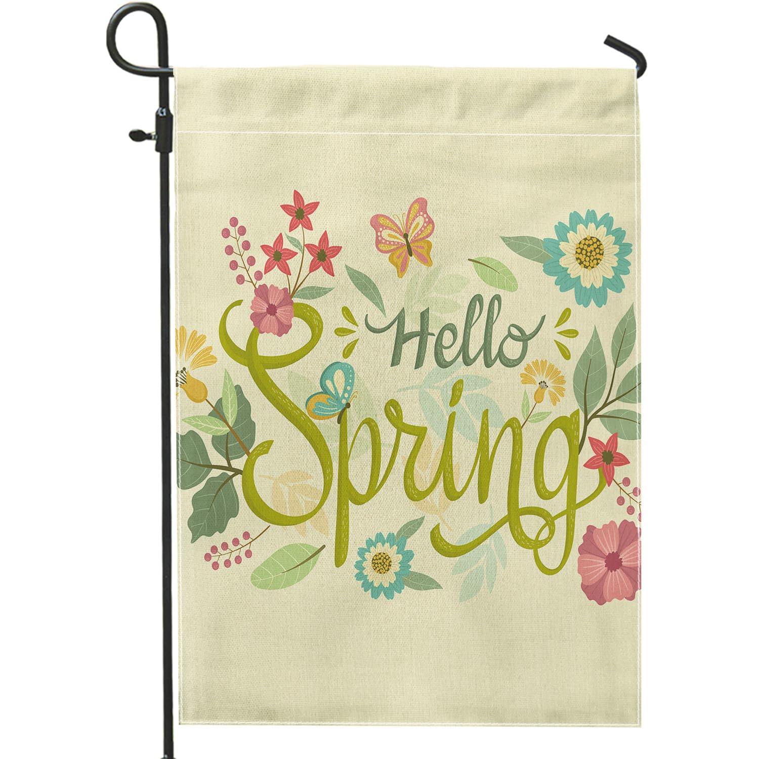 Spring Garden Flag Hello Alphabet Floral Cartoon Modern Cottagecore ...