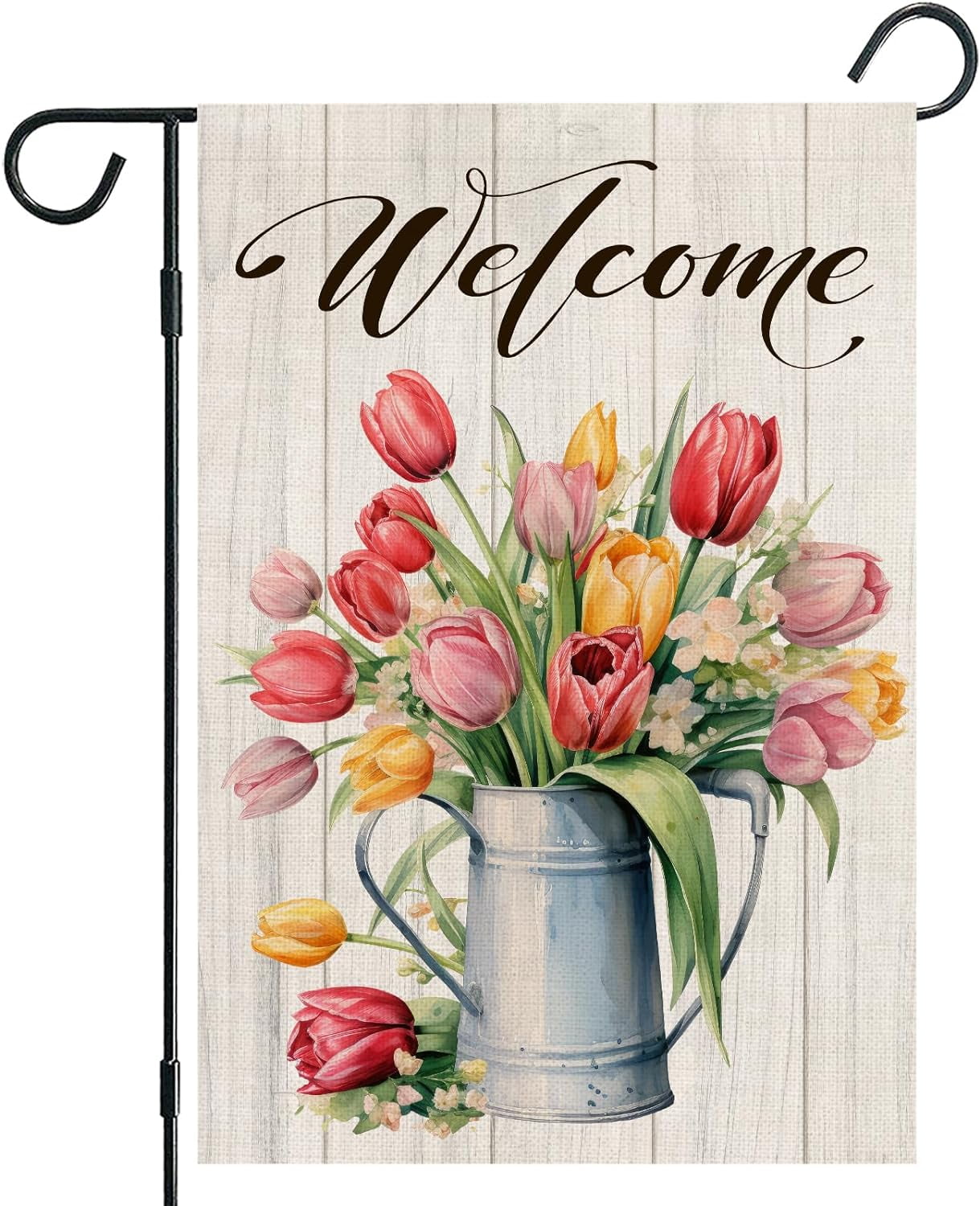 Spring Garden Flag Kettle Flowers and Plants Small Double Sided ...