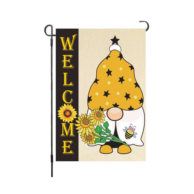 Spring Garden Flag Sunflower Flower Doll Elderly Pattern Spring Summer Yard Decor Flag Double