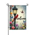 thumbnail image 1 of Spring Garden Flag welcome for Outside A Red Bird Sitting On Top Of A Lamp Post In The Snow.12×18 In Double Yard Flag Outdoor Farmhouse Decoration Home Festival, 1 of 6