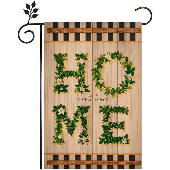 Spring Garden Flags 12x18 Double Sided Springs Flag Spring DecorHome Sweet Home Greenery Letters with Floral Accents Garden Decor Outdoor Dcor Springs Decorations For Home