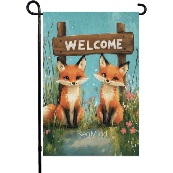 Spring Garden Flags for Outside 12x18 Inch Double Sided, Fox Small Yard Flag Decoration, Seasonal Summer Wedding Decor for Farmhouse Holiday Outdoor (2134)