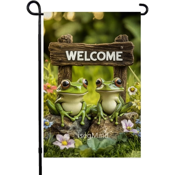 Spring Garden Flags for Outside 12x18 Inch Double Sided, Frog Small Yard Flag Decoration, Seasonal Summer Wedding Decor for Farmhouse Holiday Outdoor (2152)