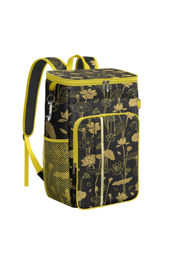Spring Garden Floral Print Cooler Backpack, Insulated Leakproof Lunch Bag with Artistic Wildflower Design, Suitable for Camping, Picnic, Travel, Beach