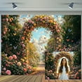 thumbnail image 1 of Spring Garden Flower Backdrop Floral Butterfly Wonderland Garden Arch Door Photography Backdrops Romantic Wedding Bridal Shower Birthday Party Decoration Background Banner Photo Props,8X6ft, 1 of 5