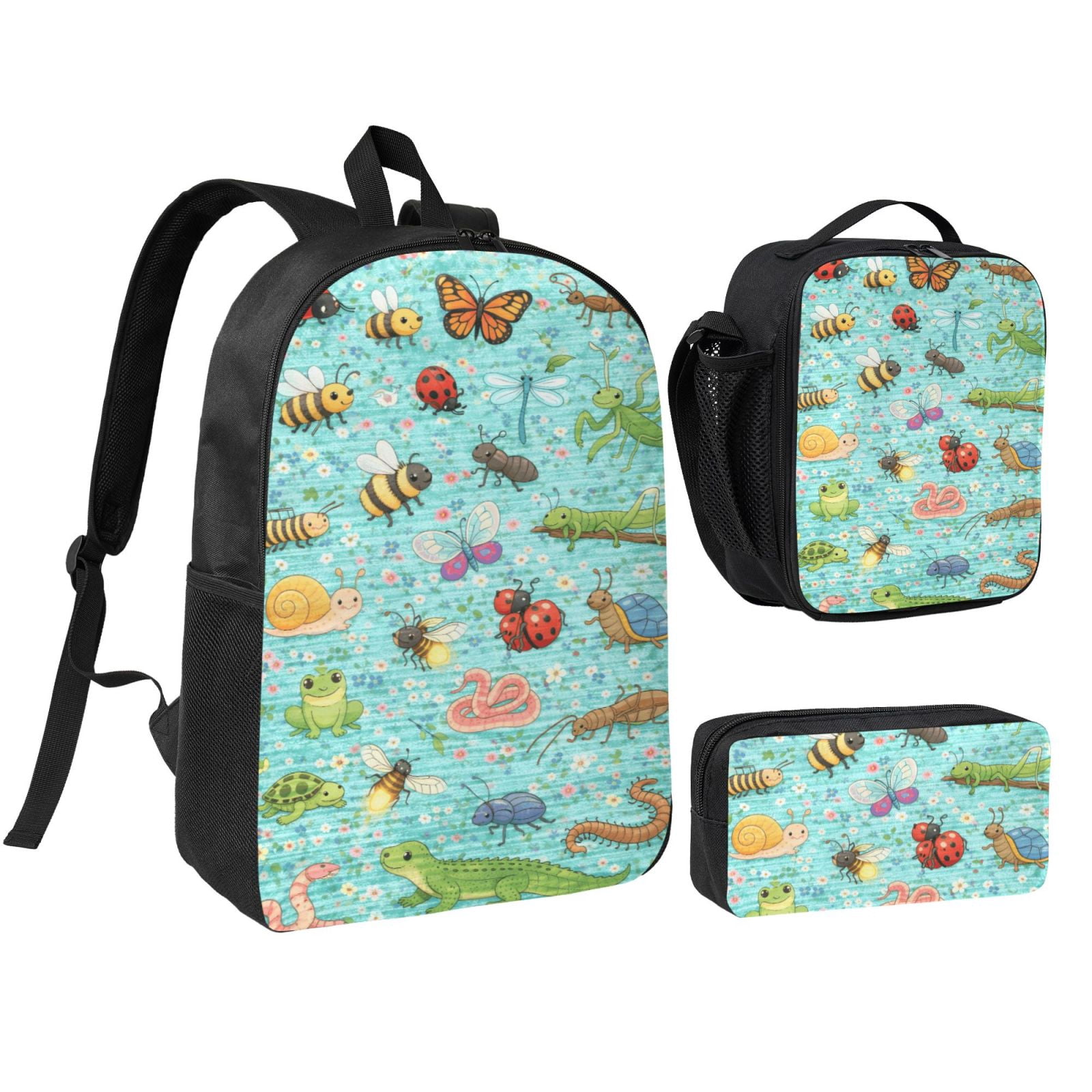 Spring Garden Insects Backpack Set 3pc ，Backpack with Lunch Bag and Bag ...