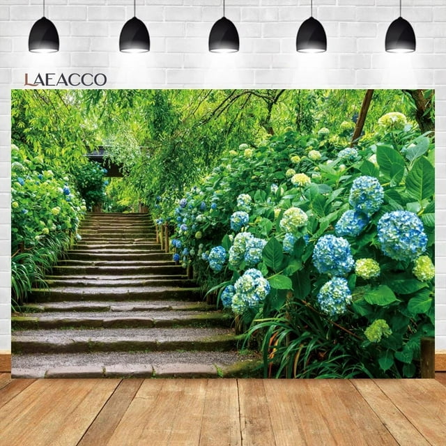 Spring Garden Park Scenic Backdrop Green Grass Flowers Landscape