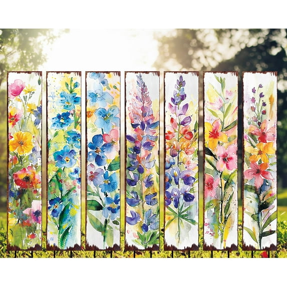 Spring Watercolor Floral Garden Stake | Vibrant Outdoor Yard Art Decor