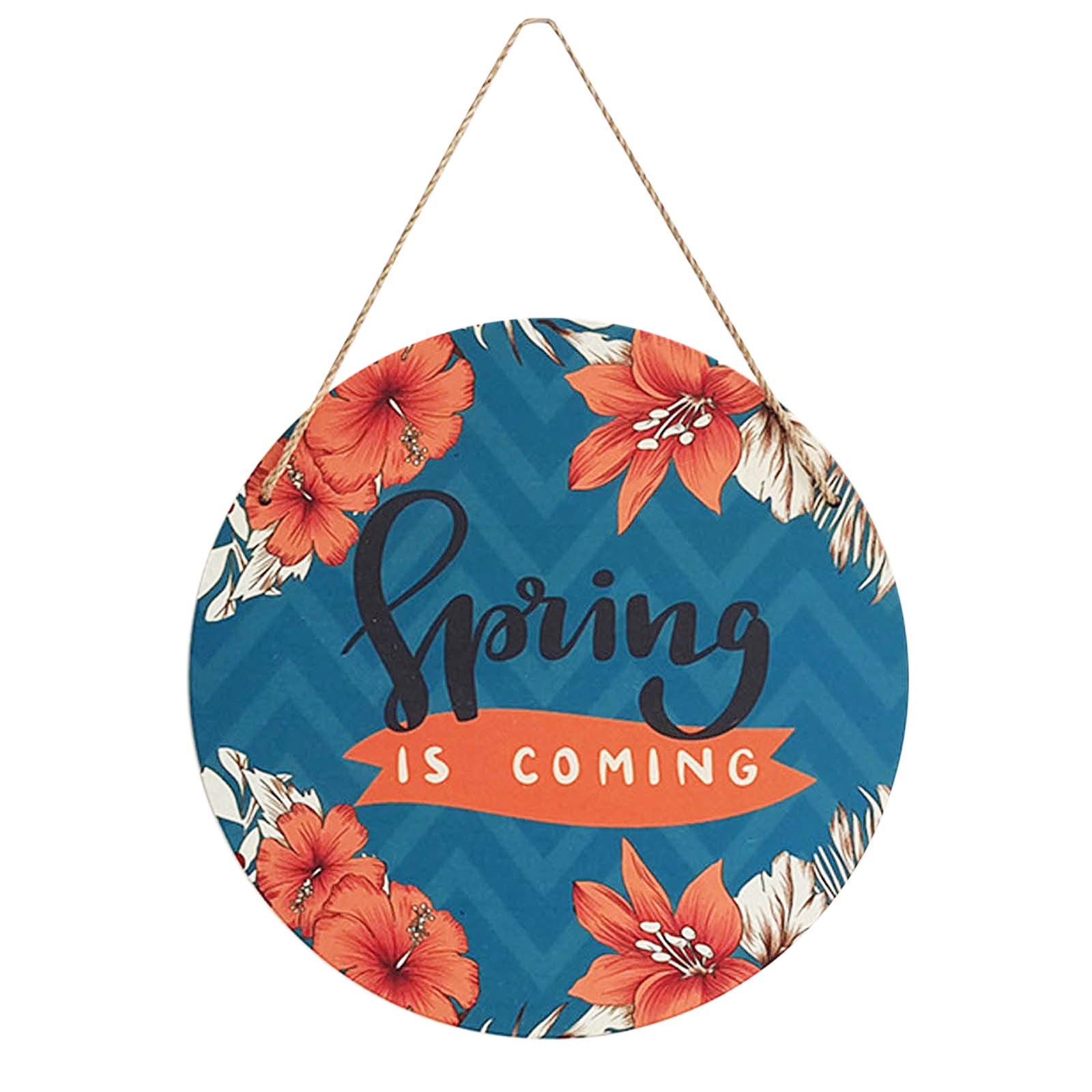 Spring Garden Wooden Hanging Sign Hello Spring Round Welcome Door Sign ...