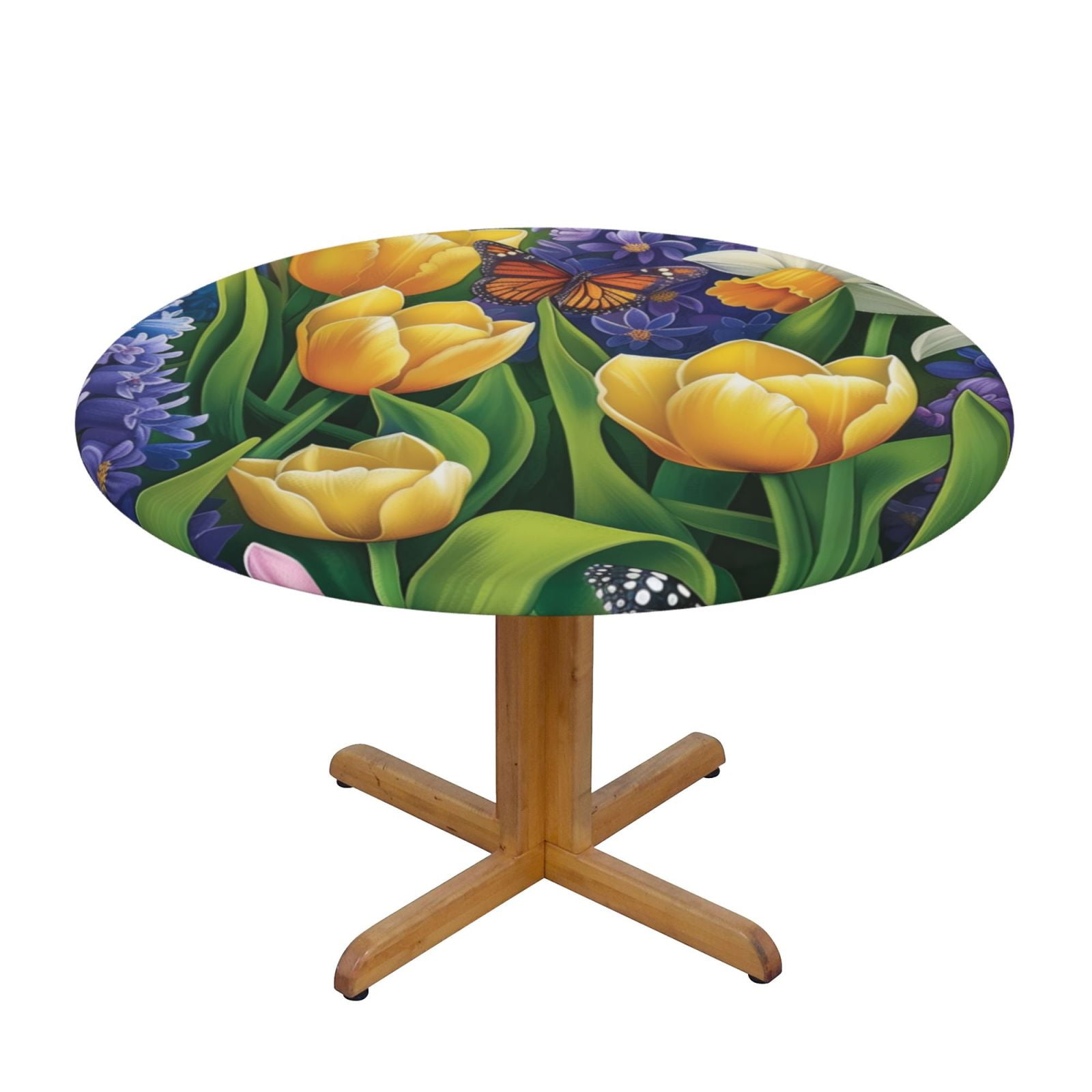 Spring Garden ing with Round Picnic Tablecloth, Waterproof Elastic