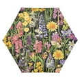 thumbnail image 1 of Spring Garden on Black Folding Umbrella UV50+ Waterproof Sun Protection Auto Open Close Compact Fiberglass Frame, 1 of 8