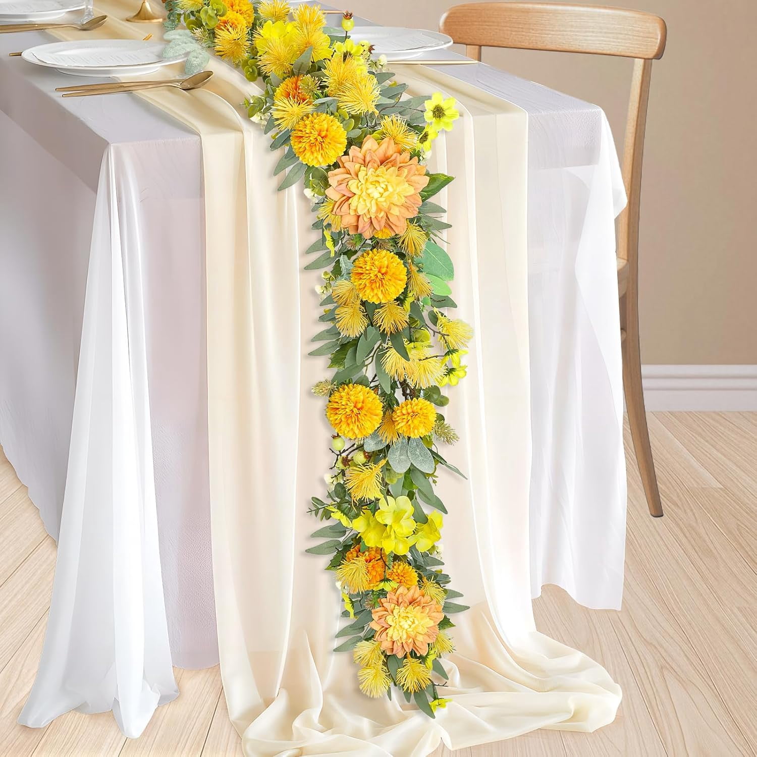 Spring Garland 6FT Hydrangea Flower Garland Faux Greenery Leaf Vine ...