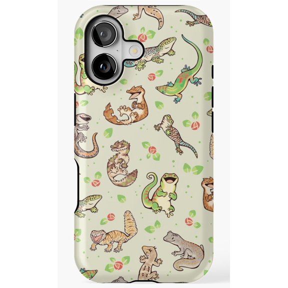 Spring Geckos Colorful Lizard Animal Art Phone Case for iPhone 11 12 13 14 15 16 17 Pro Max