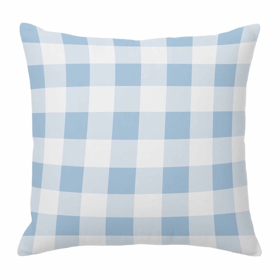 Spring Geometric Throw Pillow Cover Blue Plaid Cotton Linen Cushion Cover Throw Pillow Case with Invisible Zipper for Couch Sofa Bed Chair Car 20x20 Inch