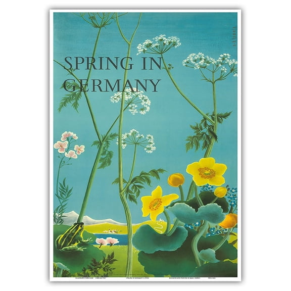 Spring in Germany - Deutsche Zentrale für Fremdenverkehr (German National Tourism) - Vintage Travel Poster by Sigrid and Hans Lämmle c.1950s - Master Art Print 10in x 14in