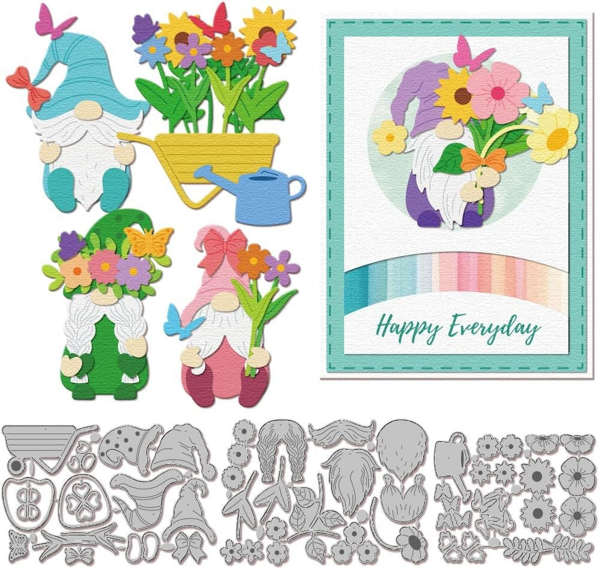 Spring Kuning Dies Spring Gnome Cutting Dies for DIY Scrapbooking Metal Flower Butterfly ...